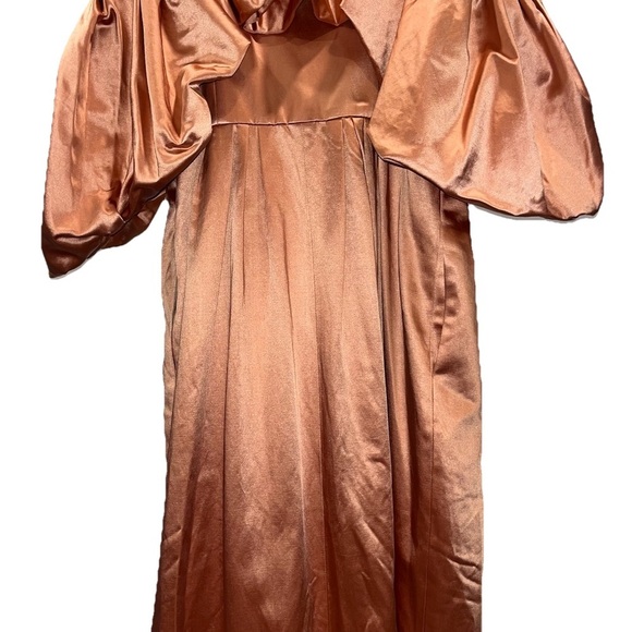 ULLA JOHNSON Lelita dress midi satin copper 8 off shoulder cocktail NWT formal - Picture 13 of 16